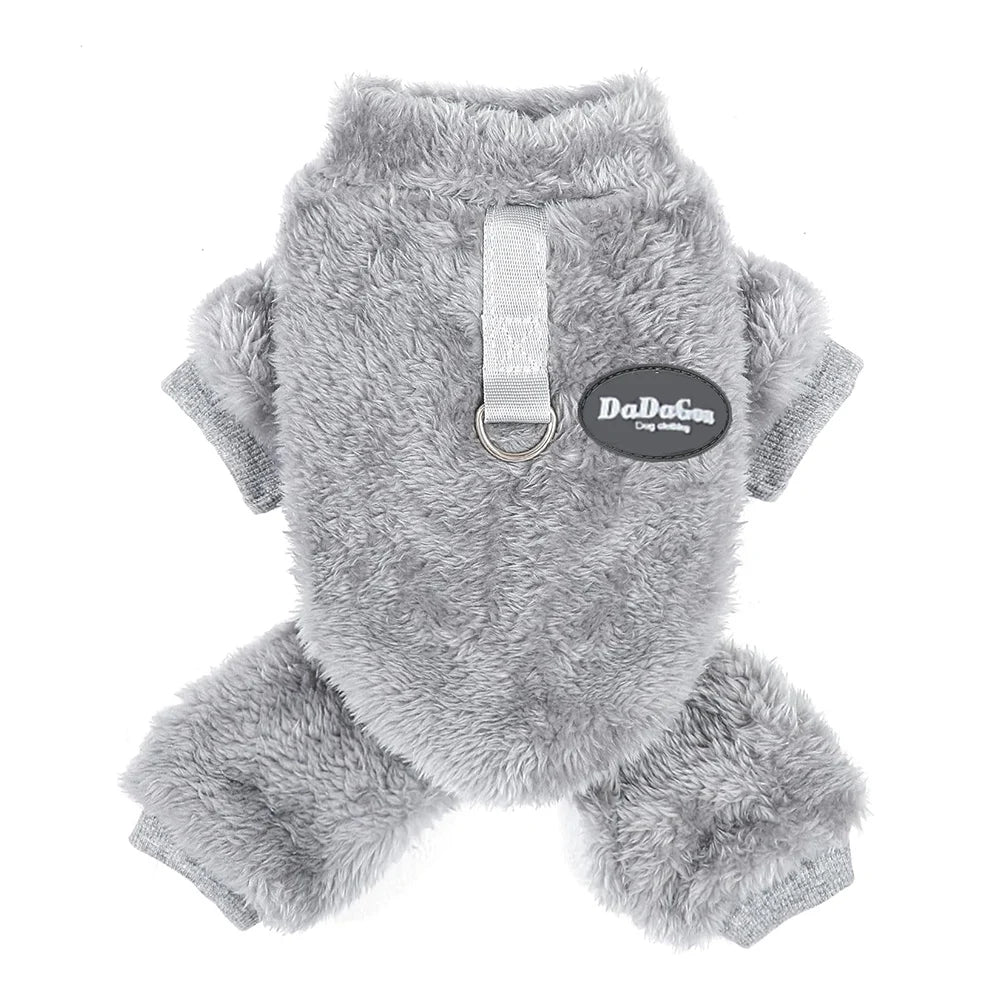 Roupas de inverno para cães e gatos de pequeno porte, como chihuahua e yorkshire, incluindo suéteres, pijamas de lã e outras peças confortáveis e quentinhas, indicadas tanto para machos quanto fêmeas.