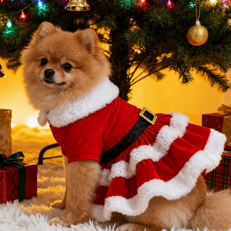 🎄 Encante neste Natal! 🐾 Vestidos e fantasias natalinas fofas e confortáveis para cães e gatinhos — tecido leve, toque macio e muito espírito festivo! 🎅✨❤️