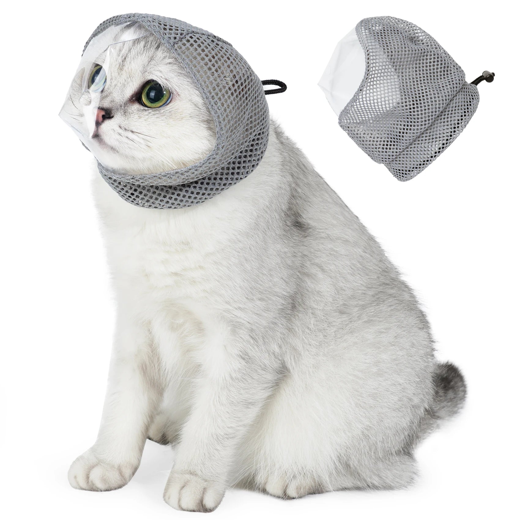 Focinheira para gatos para tosa, máscara anti-mordida transparente ajustável para cortar unhas