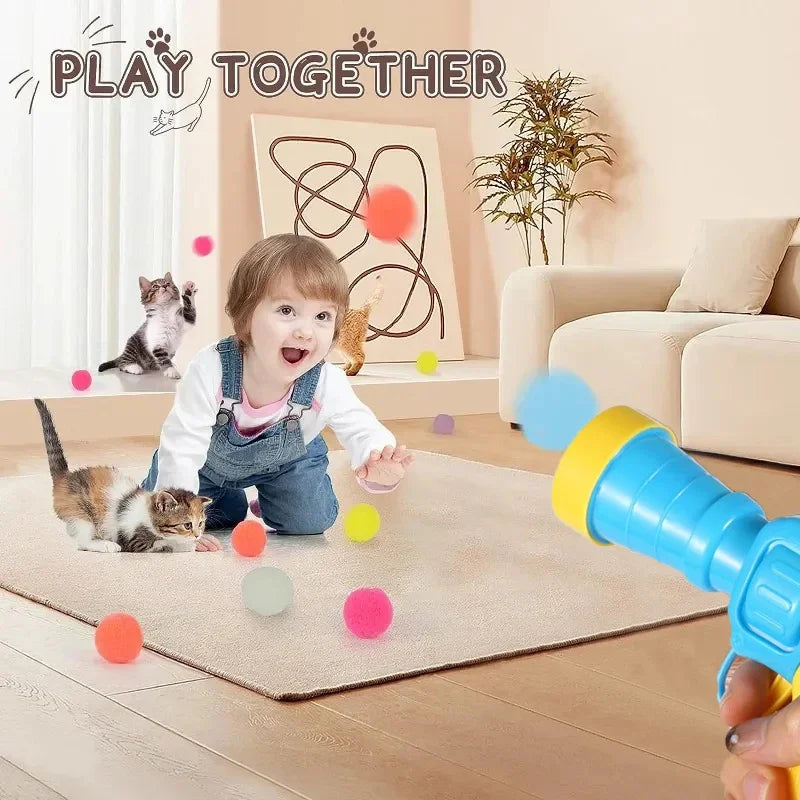 Brinquedos interativos e criativos para gatos e gatinhos, com bolas de pelúcia elásticas e mini jogos de treinamento, ideais para estimular e entreter seu pet.