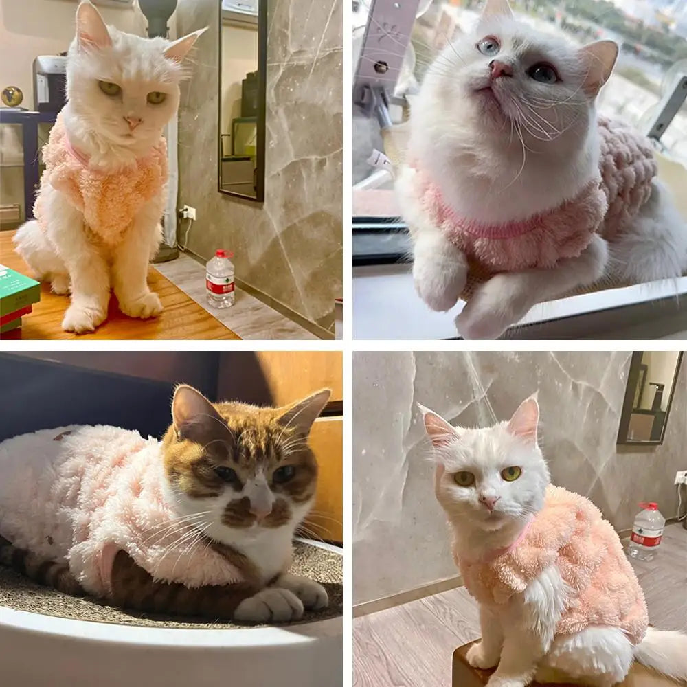🐾 Aqueça seu pet com muito estilo! 💖 Macacão de pelúcia super macio e quentinho, ideal para o inverno. Perfeito para cães e gatinhos pequenos e médios — puro aconchego e amor! ❄️🐶🐱✨