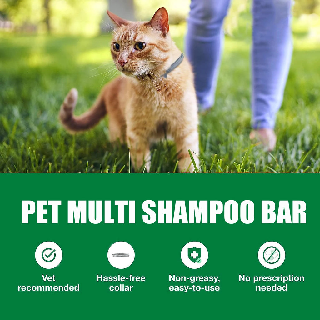 Sabonete em barra 2 em 1 (shampoo e condicionador) da GZE para cães e gatos, ideal para pele sensível, ajudando no alívio de coceiras, irritações, alergias e manchas quentes.