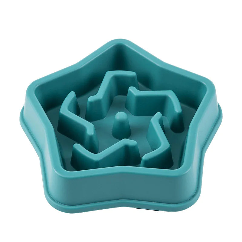 Tigela de comida lenta para cães e gatos, antiderrapante, redonda e espessa, ajuda a reduzir a gordura e promove uma alimentação mais saudável; disponível em várias cores e formatos.